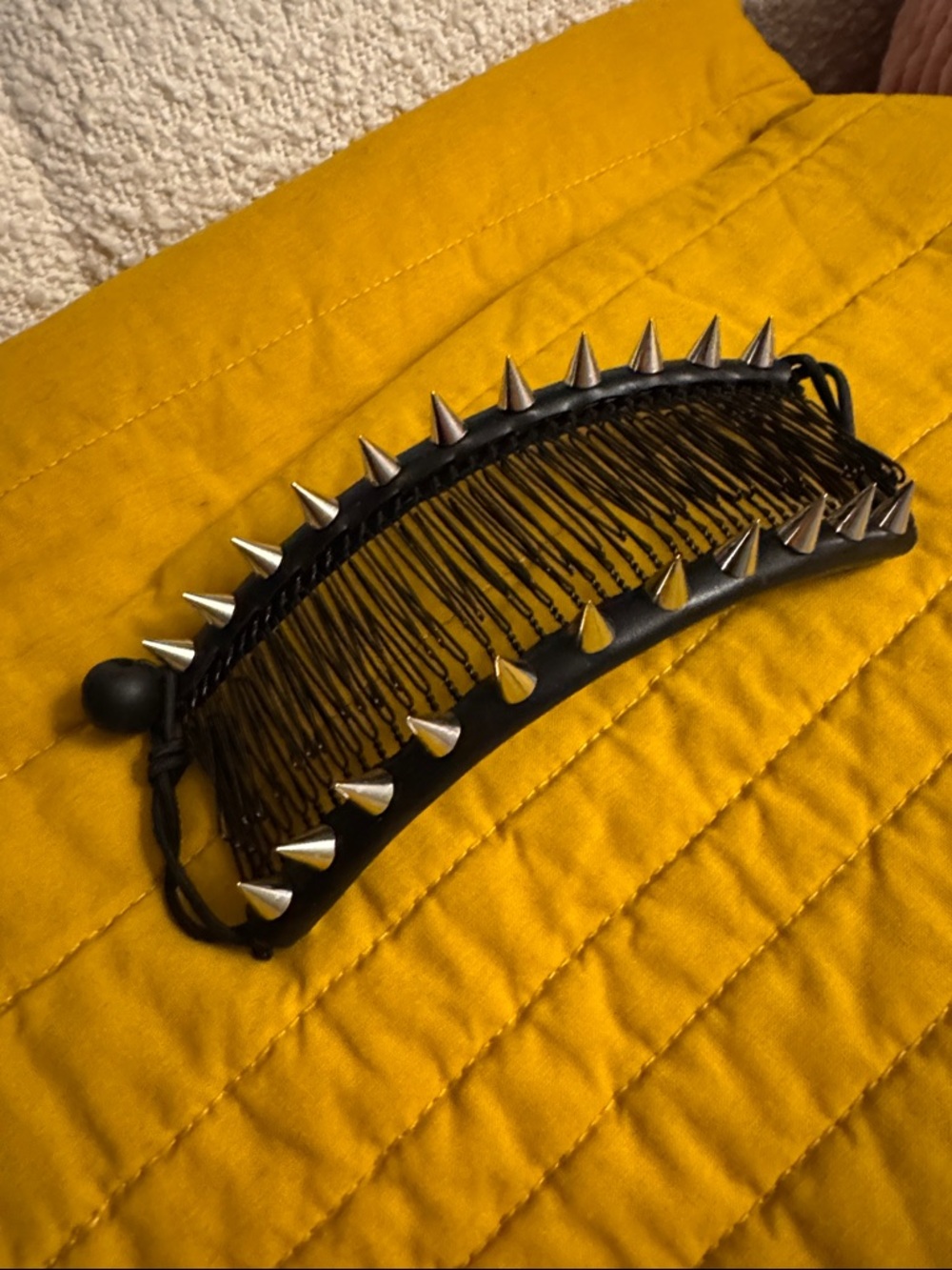 Black Leather Studded Spike Punk Rock Banana Clip Hair Accessory